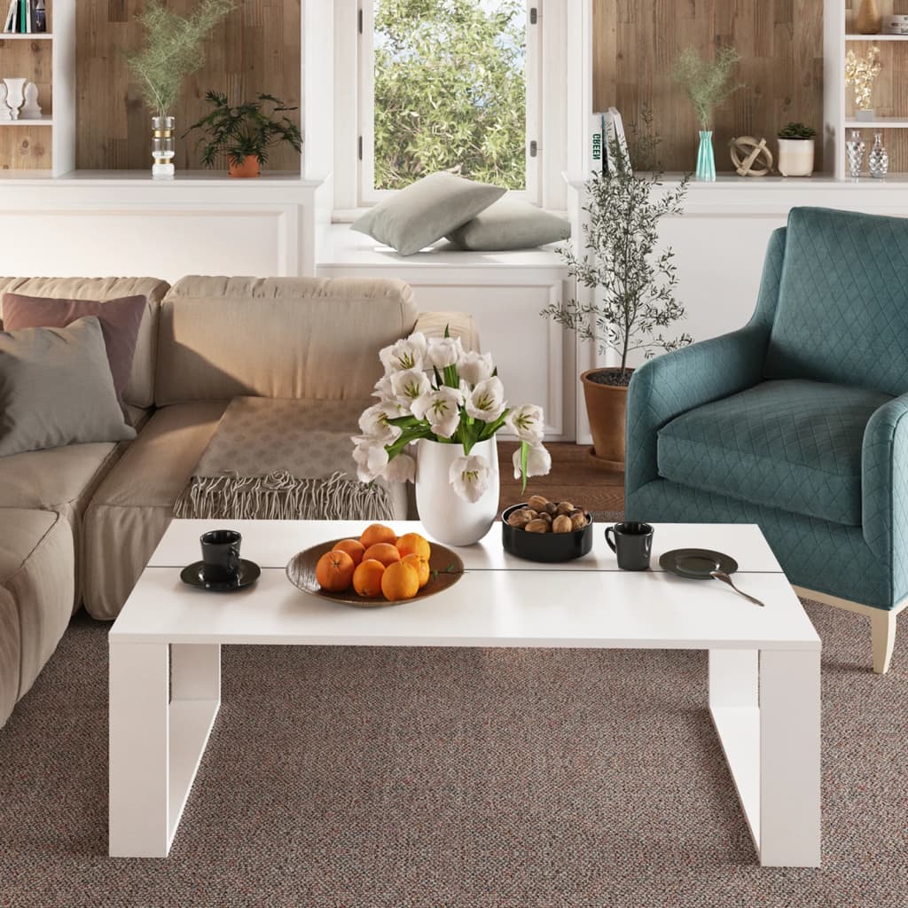 Coffee Table White 110x50x35 cm Engineered Wood