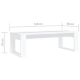 Coffee Table White 110x50x35 cm Engineered Wood - Close-Up Angle