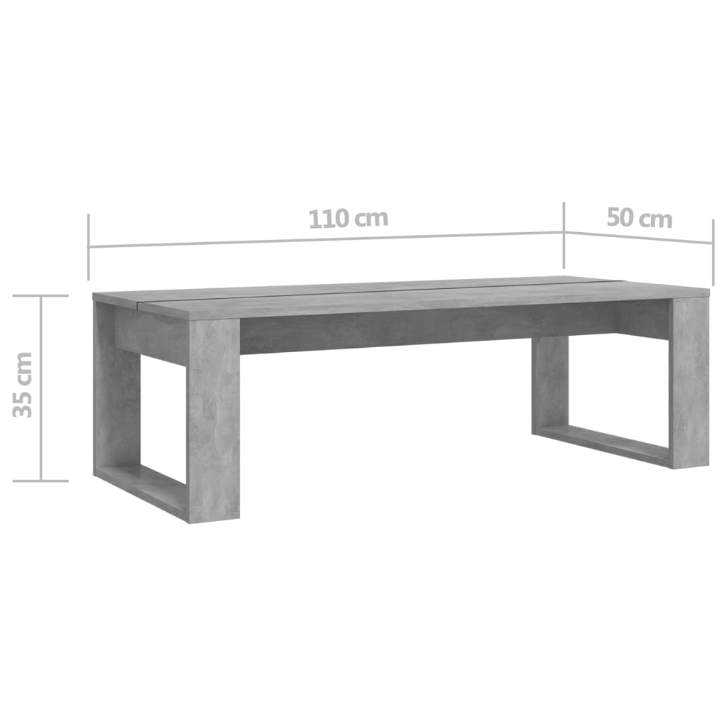 Coffee Table Concrete Grey 110x50x35 cm Engineered Wood