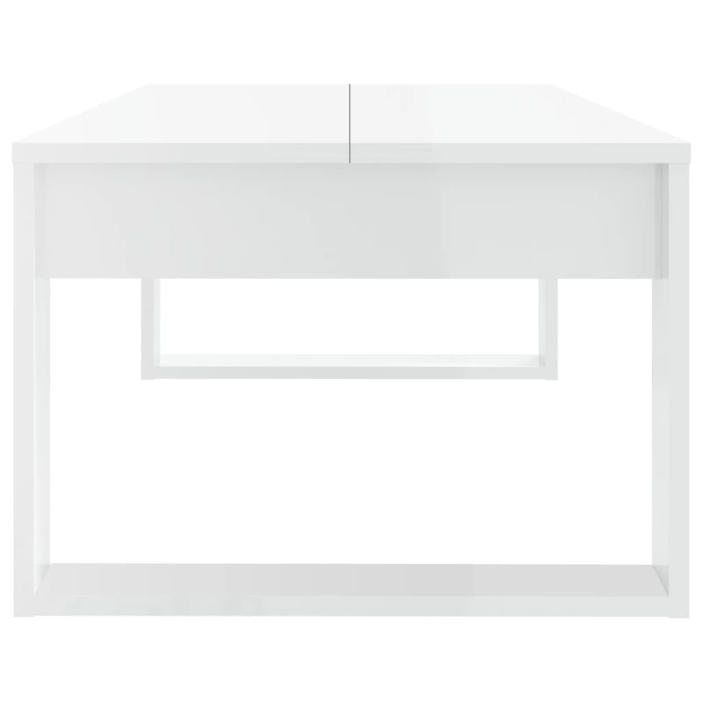Coffee Table High Gloss White 110x50x35 cm Engineered Wood