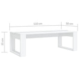 Coffee Table High Gloss White 110x50x35 cm Engineered Wood - Close-Up Angle