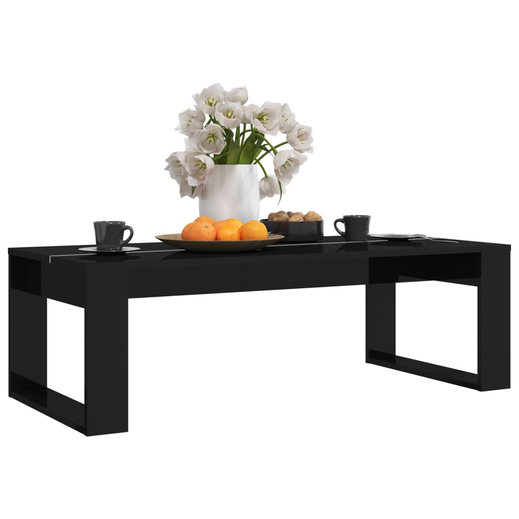 Coffee Table High Gloss Black 110x50x35 cm Engineered Wood