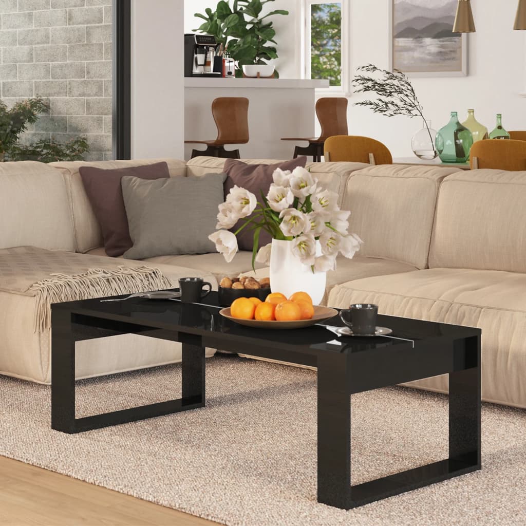 Coffee Table High Gloss Black 110x50x35 cm Engineered Wood