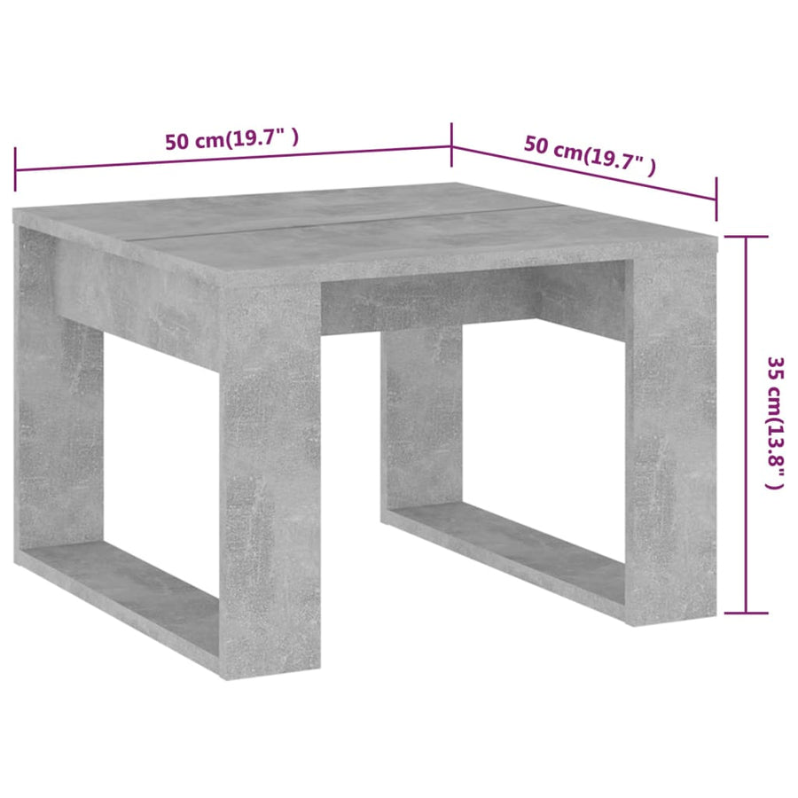 Side Table Concrete Grey 50x50x35 cm Engineered Wood