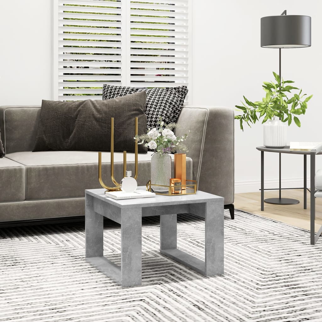Side Table Concrete Grey 50x50x35 cm Engineered Wood