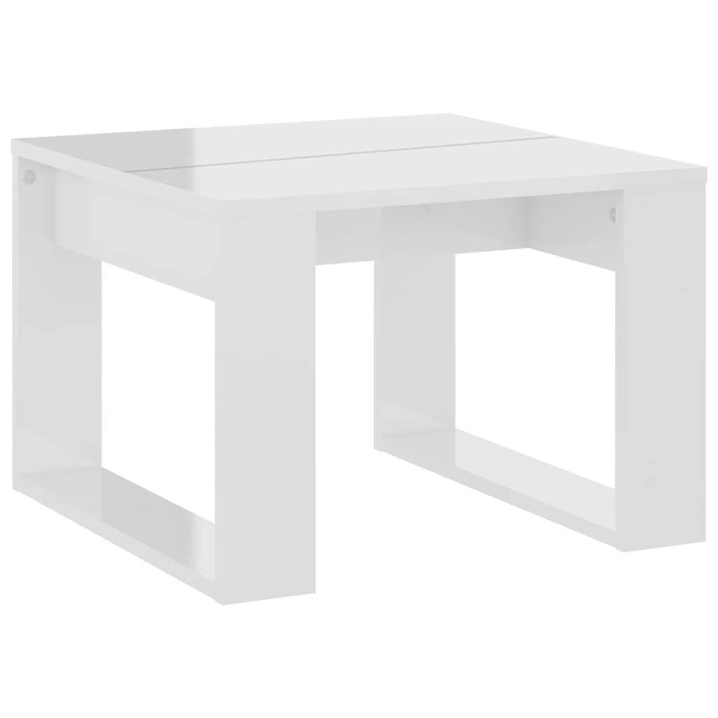 Side Table High Gloss White 50x50x35 cm Engineered Wood