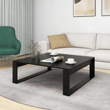 Coffee Table Black 100x100x35 cm Engineered Wood - Side View