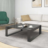 Coffee Table Grey 100x100x35 cm Engineered Wood - Side View