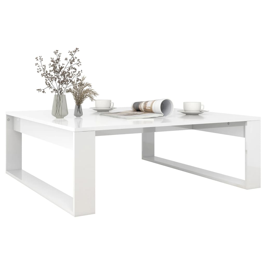 Coffee Table High Gloss White 100x100x35 cm Engineered Wood
