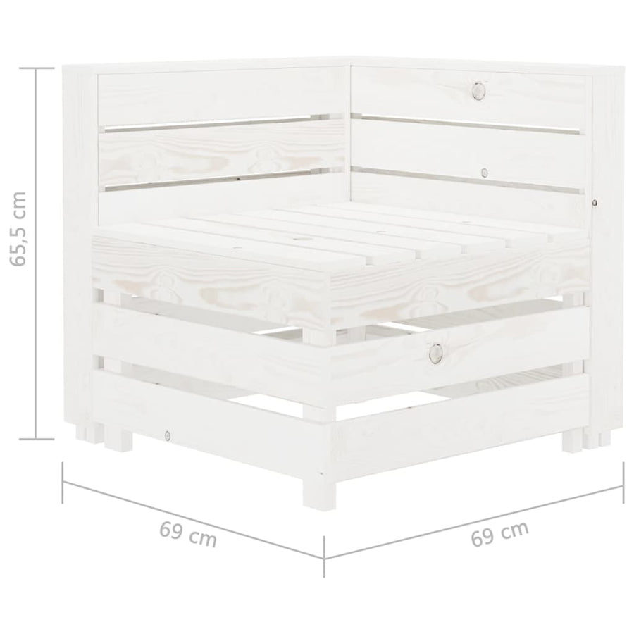 Garden 2-Seater Pallet Sofa Solid Pinewood White