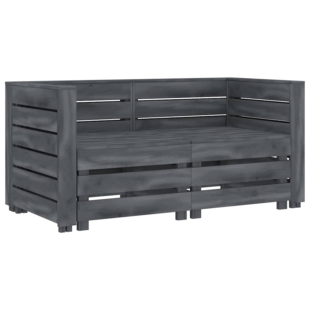 Garden 2-Seater Pallet Sofa Solid Pinewood Grey