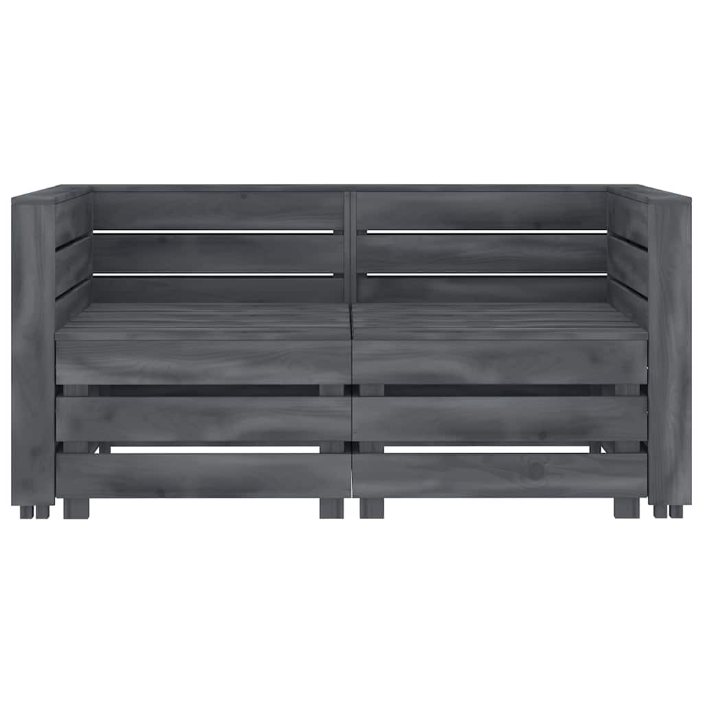 Garden 2-Seater Pallet Sofa Solid Pinewood Grey