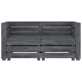 Garden 2-Seater Pallet Sofa Solid Pinewood Grey
