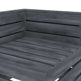 Garden 2-Seater Pallet Sofa Solid Pinewood Grey - Rear View