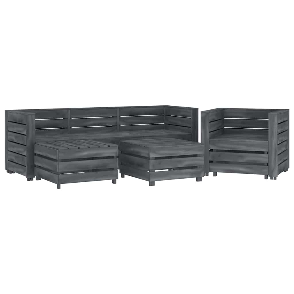 6 Piece Garden Pallet Lounge Set Solid Pinewood Grey