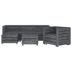 6 Piece Garden Pallet Lounge Set Solid Pinewood Grey