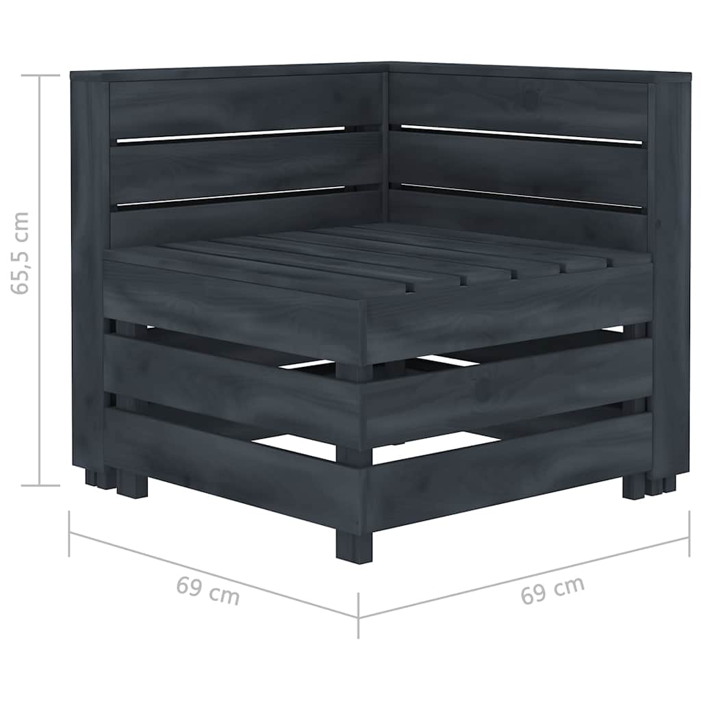 6 Piece Garden Pallet Lounge Set Solid Pinewood Grey