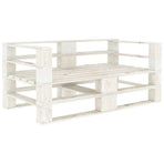 Garden 2-Seater Pallet Sofa White Solid Pinewood