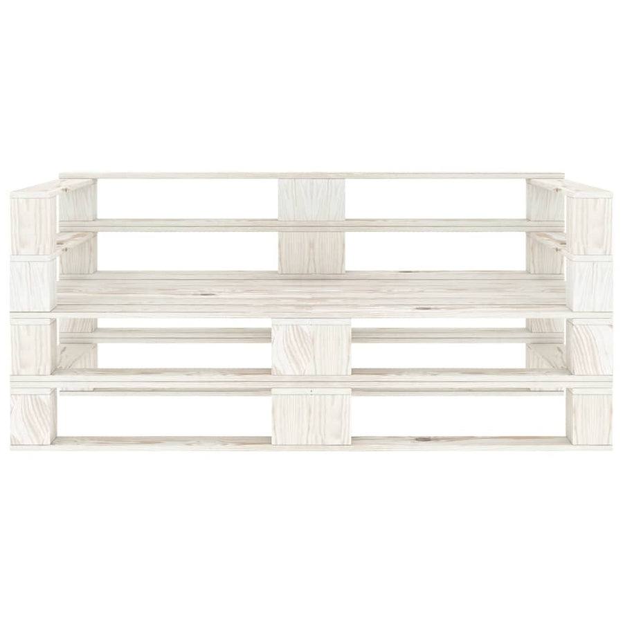 Garden 2-Seater Pallet Sofa White Solid Pinewood