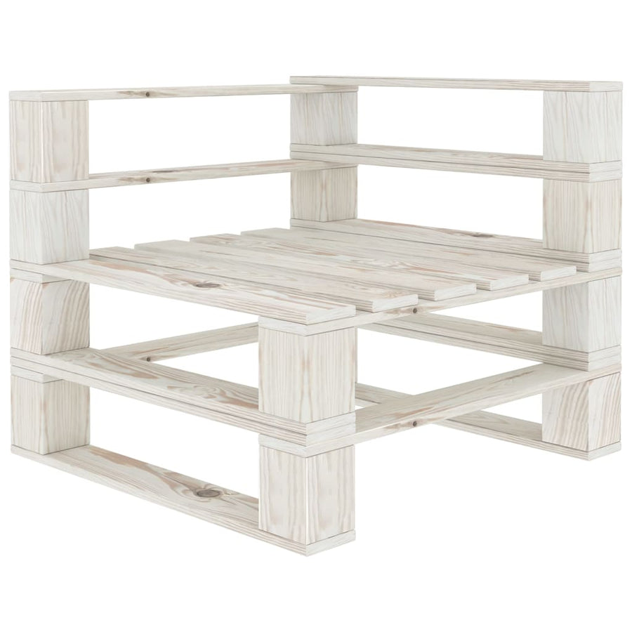 Garden 2-Seater Pallet Sofa White Solid Pinewood