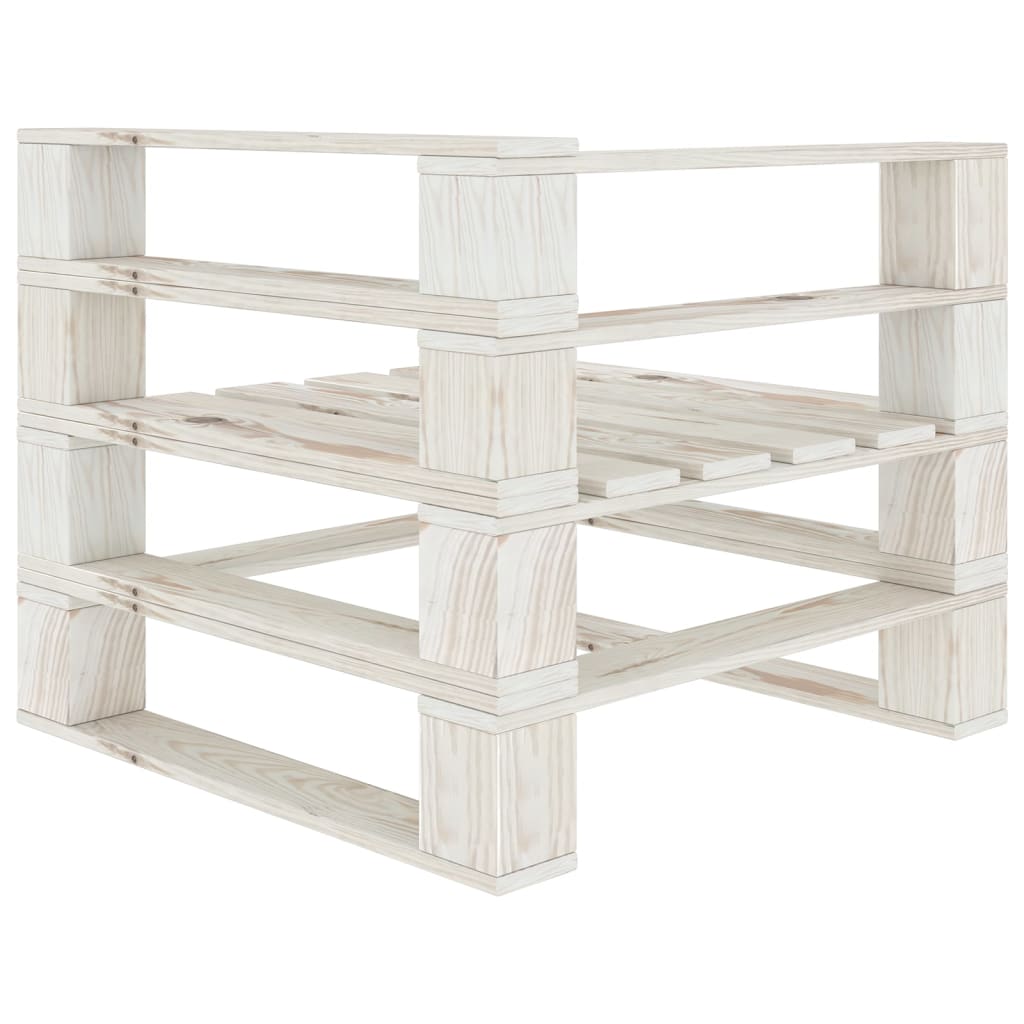 Garden 2-Seater Pallet Sofa White Solid Pinewood