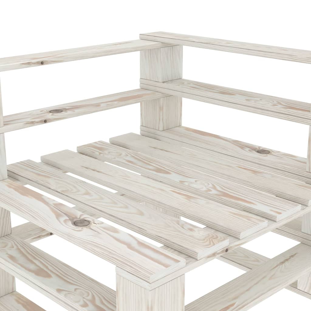Garden 2-Seater Pallet Sofa White Solid Pinewood