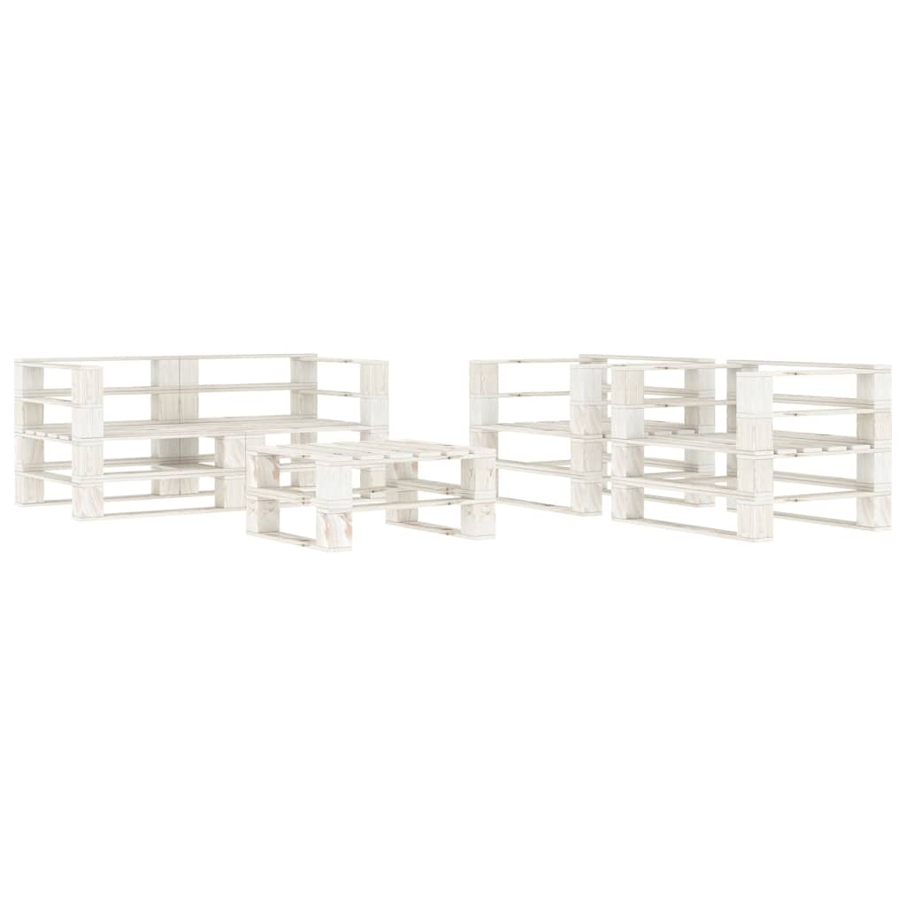 5 Piece Garden Pallet Lounge Set Solid Pinewood White