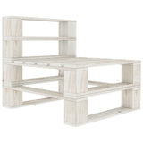 5 Piece Garden Pallet Lounge Set Solid Pinewood White - Side View