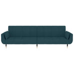 2-Seater Sofa Bed with Two Pillows Blue Velvet
