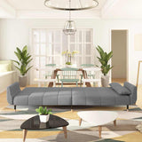 2-Seater Sofa Bed with Two Pillows Light Grey Velvet - Side View
