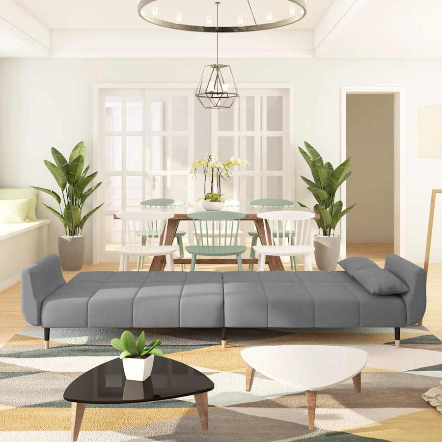 2-Seater Sofa Bed with Two Pillows Light Grey Velvet