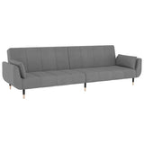 2-Seater Sofa Bed with Two Pillows Light Grey Velvet - Top-Down View