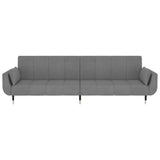2-Seater Sofa Bed with Two Pillows Light Grey Velvet