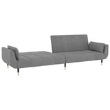 2-Seater Sofa Bed with Two Pillows Light Grey Velvet - Rear View