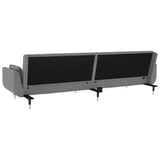 2-Seater Sofa Bed with Two Pillows Light Grey Velvet - Low Angle