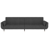 2-Seater Sofa Bed with Two Pillows Dark Grey Velvet - Top-Down View