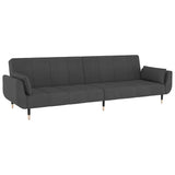 2-Seater Sofa Bed with Two Pillows Dark Grey Velvet - 45-Degree Angle