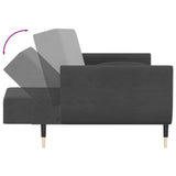 2-Seater Sofa Bed with Two Pillows Dark Grey Velvet - Rear View