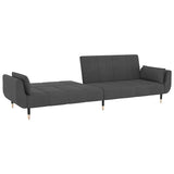 2-Seater Sofa Bed with Two Pillows Dark Grey Velvet - Close-Up Angle