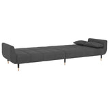 2-Seater Sofa Bed with Two Pillows Dark Grey Velvet - Low Angle