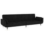 2-Seater Sofa Bed with Two Pillows Black Velvet