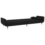 2-Seater Sofa Bed with Two Pillows Black Velvet - Close-Up Angle