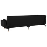 2-Seater Sofa Bed with Two Pillows Black Velvet - Low Angle