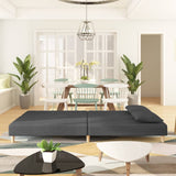 2-Seater Sofa Bed with Two Pillows Dark Grey Fabric - Side View