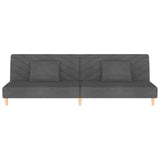 2-Seater Sofa Bed with Two Pillows Dark Grey Fabric