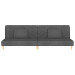 2-Seater Sofa Bed with Two Pillows Dark Grey Fabric
