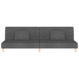 2-Seater Sofa Bed with Two Pillows Dark Grey Fabric - Top-Down View