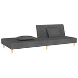 2-Seater Sofa Bed with Two Pillows Dark Grey Fabric - 45-Degree Angle