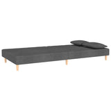 2-Seater Sofa Bed with Two Pillows Dark Grey Fabric