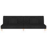2-Seater Sofa Bed with Two Pillows Black Fabric